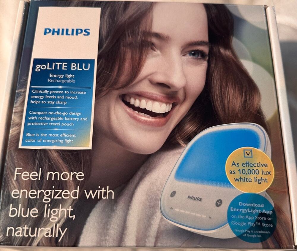 Philips goLITE BLU Rechargable Energy Light HF 3431 New Open Box